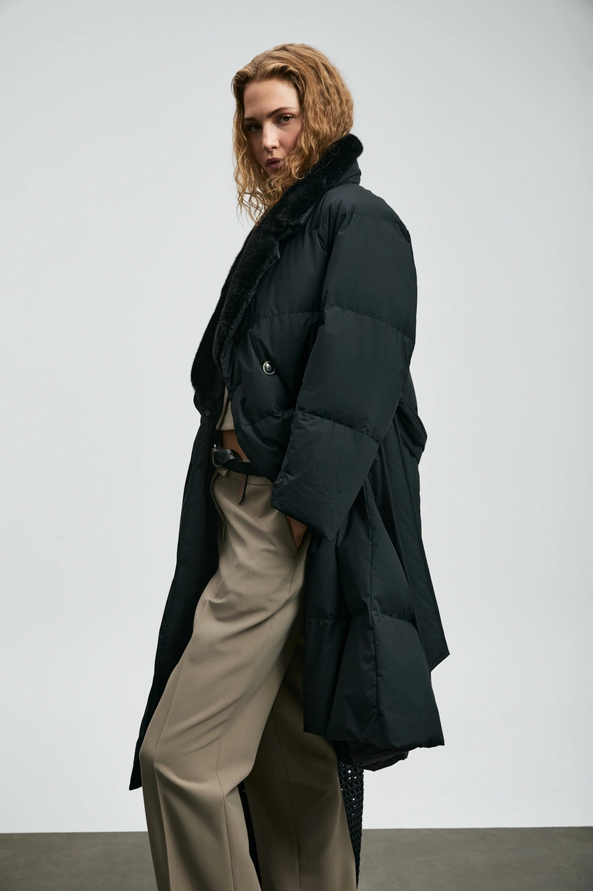 Lufian Hermes Kaz Tüyü Kadın Mont Siyah Siyah 122120048100100 Siyah Lufian Hermes Kaz Tüyü Kadın Mont Siyah Siyah 122120048100100 Siyah