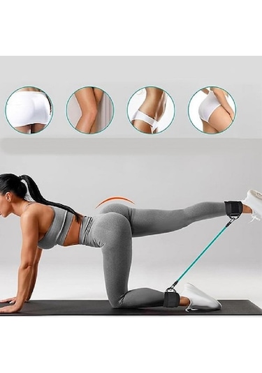 6'lı Set Direnç Lastiği Baldır Kalça Egzersiz Seti Ayak Bileği K