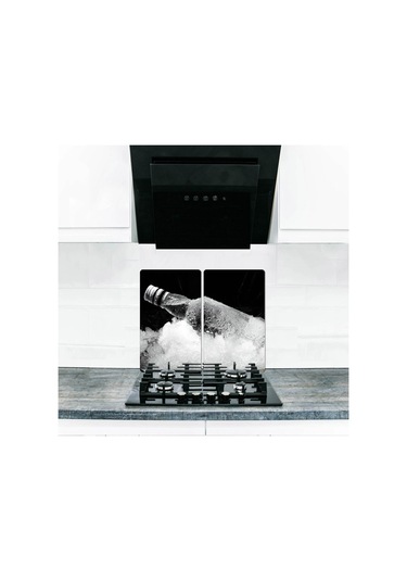 Cam Ocak Koruyucu ve Kesim Tablası Buzlu Şişe 60Cm X 52Cm 2 Pa