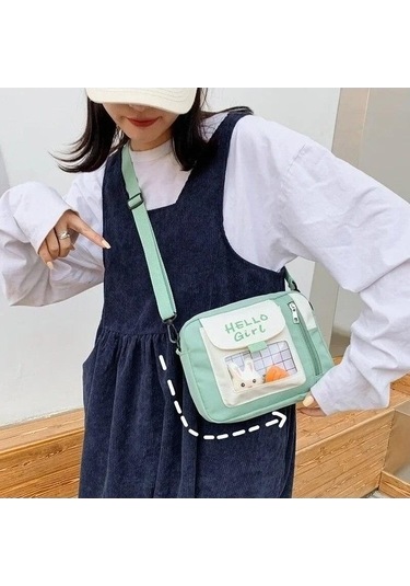 Tongxida Bosphorusboutique Yeni Versiyonu Pembe Omuz Öğrenci Mcrtrade Maç Küçük Kore Kız Kare Kanvas Kadın Fonksiyonlu Çanta Pembe