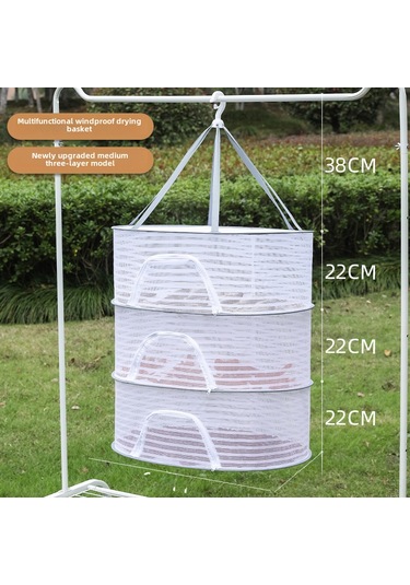 Hangfox Ev İçi Çok Amaçlı Kurutma Ağı: Yemek, Balık, Gıda Kurutucu - Sinek Proof, Katlanabilir, Balkon Uygun Orta Boy 3 Katlı 40x60cm