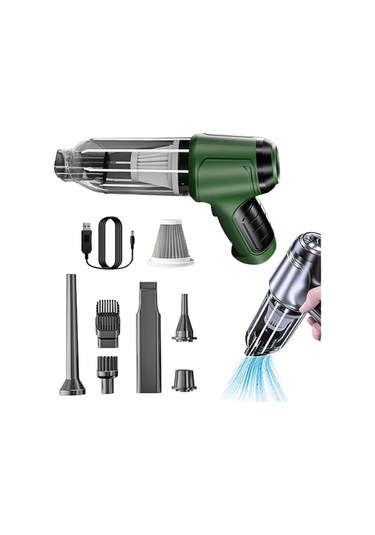 Pazly Usb Şarjlı Kablosuz El Tipi Süpürge - 4500pa Emiş Gücü, 7.4v, Yeşil Renk, Type-c Şarj