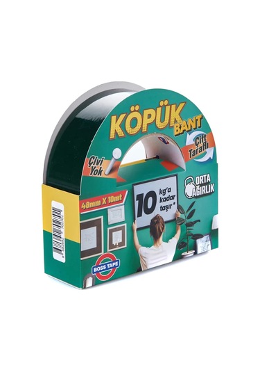 Boss Tape 2701 Çift Taraflı Köpük Bant 48mmx10m Orta Ağırlık 10kg