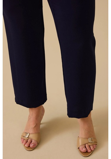 Galaxi Kadın Büyük Beden Bağcıklı Bol Paça Pantolon 4018 Lacivert Lacivert