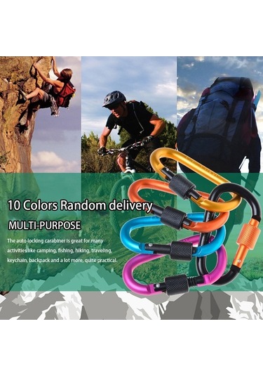 Besthome1 8cm Kilitli D Halka Karabina, Hafif Alüminyum, 30kg Kapasite, Çelik