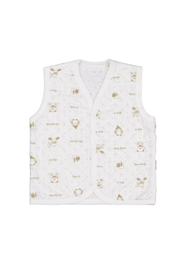 Albimini Civil Baby Desenli 1-9 Ay Yelek - Ekru