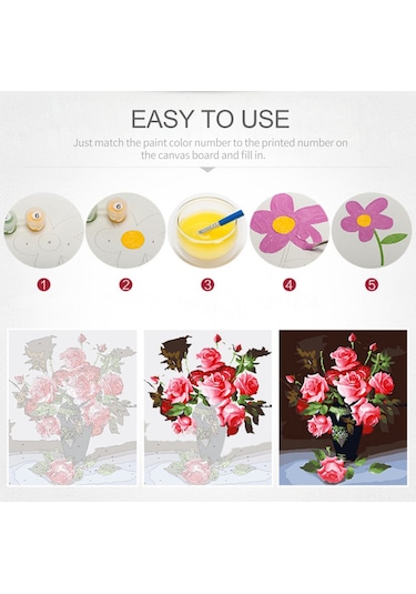 Xiyyadms 30x40cm Dıy Rakamlı Boyama Tablosu - Papatya Desenli Dekoratif Yağlı Boya - Çerçevesiz Gx3328