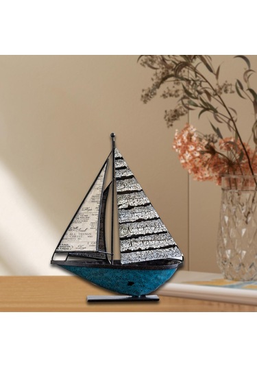 Suntek Yelkenli Tekne Dekor El Sanatları Metal Gemi 20x7x27cm