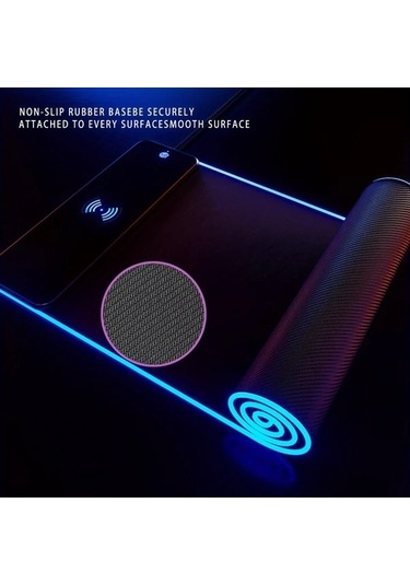 Pazly 15w Kablosuz Şarj 3.0 Rgb Karanlık Gece Fare Pedi 80x30cm Telefon Şarj Cihazı Oyun Masaüstü Bilgisayar Laptop Tablet