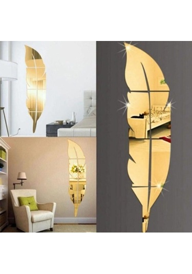 Dekoratif Duvar Dekorasyon Tüy Desen Altın Ayna Pleksi