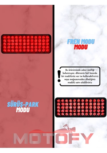 Çakarsız Ultra Parlak Motosiklet Kedi Gözü Boyutlu Stop Lambası Extra Farkedilebilirlik Sağlar