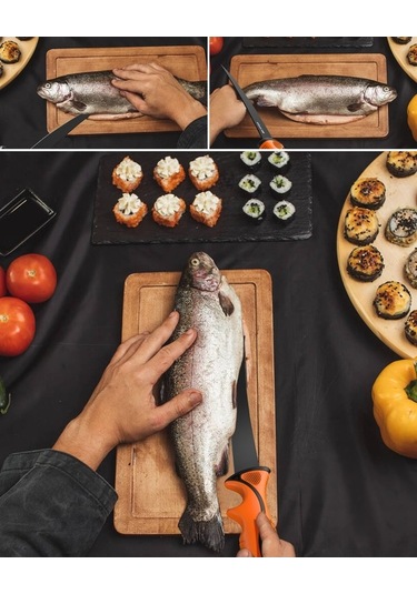 Dancemonkey 18 Cm Paslanmaz Çelik Skyfox Profesyonel Fileto Bıçağı, Kaymaz Sap, Kılıflı