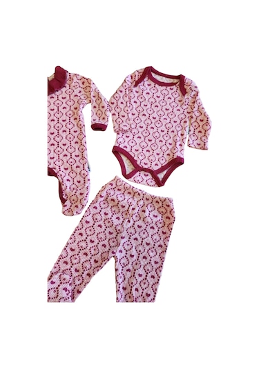 Kız Bebek Tulumlu Patikli Pantolonlu Çıtçıtlı Badili 3'Lü Set Lila