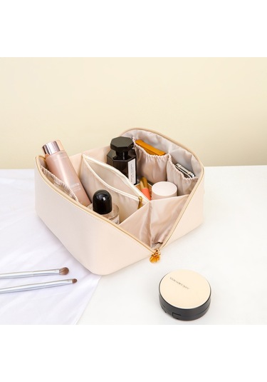 Reedark Büyük Kapasiteli Pu Deri Kozmetik Çantası - Pratik Ve Dayanıklı