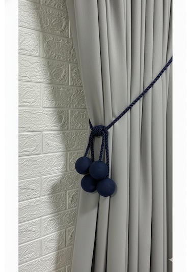 Modern Sarım 4 Toplu Braçol Kornişe Takmatik Ipli Tavan Perde Aksesuarı Lacivert