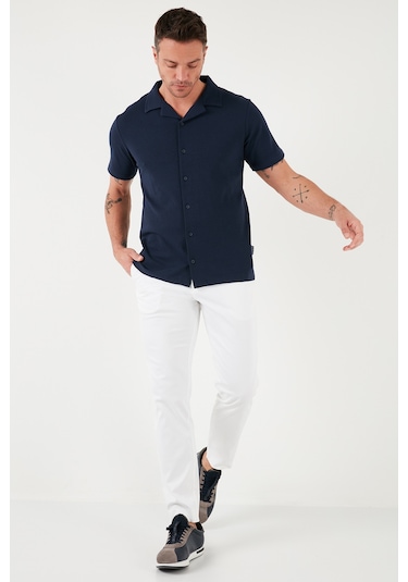 Buratti Pamuklu Regular Fit Kısa Kollu 2'Li Paket Erkek Gömlek 5902640S2 Siyah-Indigo