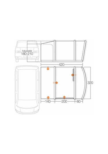 Campasist Vw T5.T6 Kapalı Havalı Tente Çadır 400X300X210