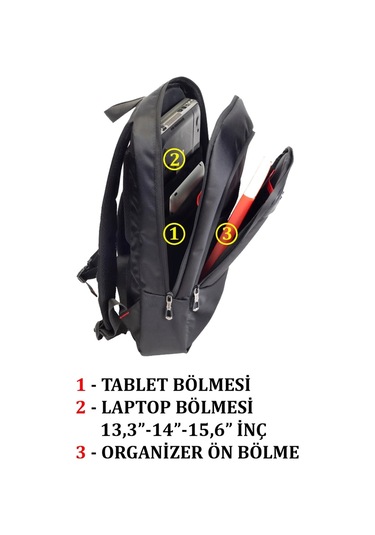 Dada 08 Laptop Tablet Sırt Çantası 15.6 İnç Sırt Ve Taban Destekli Siyah