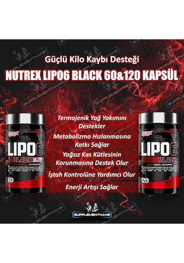 Nutrex Lipo 6 Black Ultra Fat Burner 60 Cap + Lipo 6 120 Caps