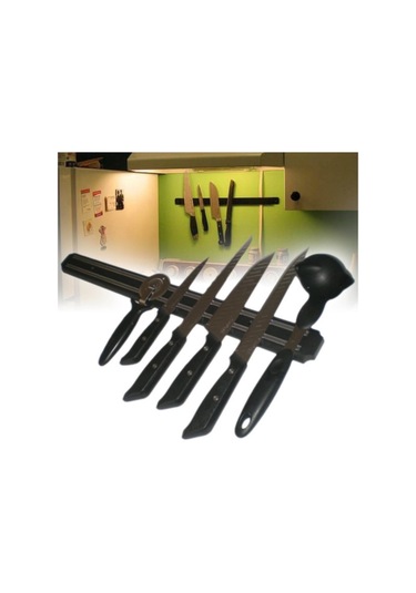 Mıknatıslı Paslanmaz Duvar Bıçak Askısı Standı 55 Cm Aparat Go50 Ahşap - Siyah