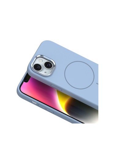 Kılıfist İphone Uyumlu 14 Kılıf M-safe Şarj Özellikli Metal Kamera Çerçeveli Klfs Edi Silikon Kap Koyu Gri