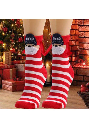 Homyl 1 Çift El Ele Çorap Hediye Rahat Orta Tüp Sevimli Kırmızı