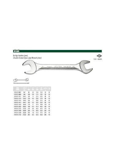 Elta 20x22 İki Ağız Anahtar 0150 01 2022