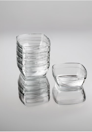 Glassco Kare Sütlaç Kare Cam Kase Tatlı Puding Kase 6'Lı
