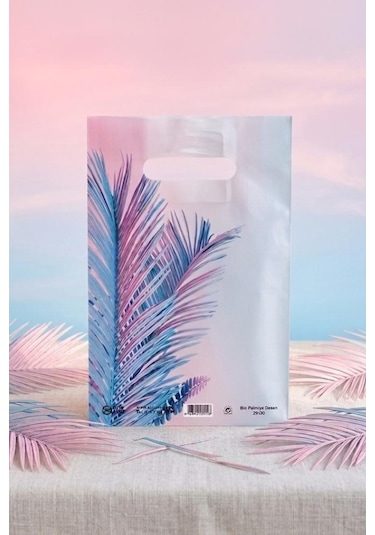 Eczane Hediyelik & Alışveriş Poşeti Bio Palmiye Desenli 20 x 30 CM 100 Adet