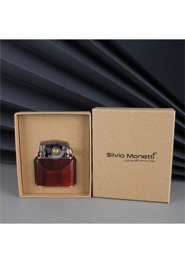 Sm-090t Vintage Benzinli Ahşap Çakmak Kestane Bronz