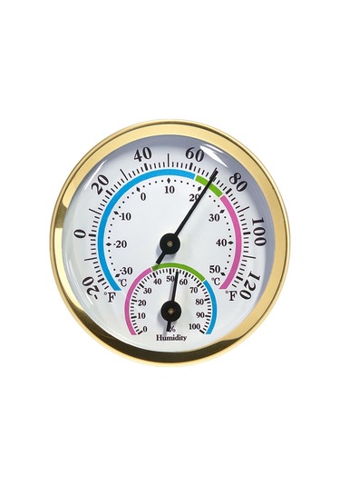 Skycity Altın Renkli Kompakt Oda Sıcaklık Nem Ölçer - Duvar Montajlı, Pil Gerektirmeyen Ev Ofis Serinlik Kontrol Cihazı