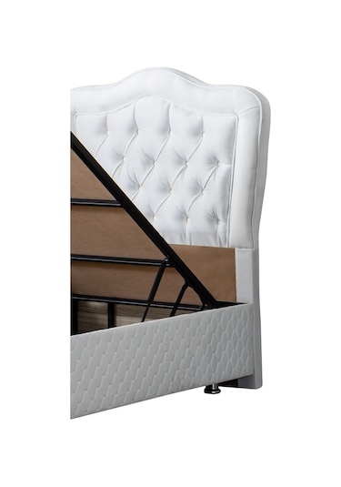 Setaymobilya Baza, Camelli Beyaz Tek Kişilik Baza + Başlık + Ortopedik Yatak