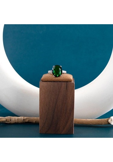 Pomoiii Lüks Zümrüt Yüzük 925 Gümüş Kaplama Yüzükler Kadınlar İçin Vintage Yıldönümü Partisi Yüzük Zarif Bayan Takı Romantik 6 Yeşil