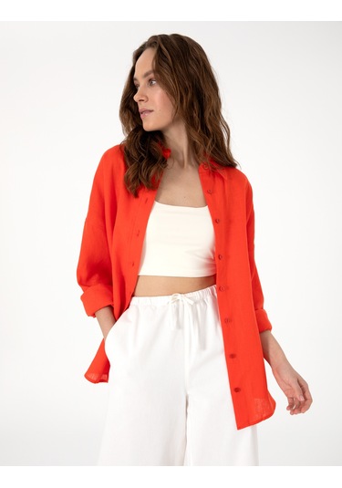 Pierre Cardin Kadın Kırmızı Gömlek Desenli 50301078-vr030 Kırmızı