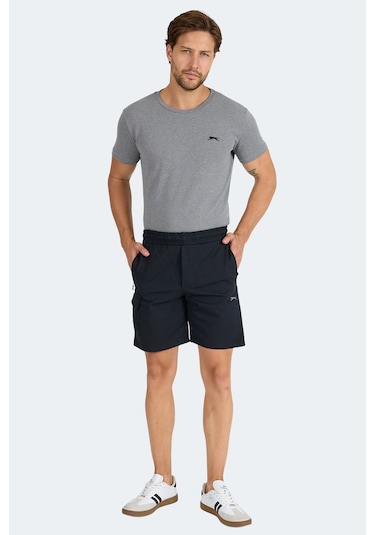 Slazenger Neck I Erkek Fermuar Cepli Siyah Şort Siyah