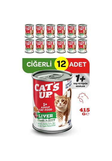 Cats Up Yaş Yetişkin Kedi Maması Ciğerli 415gr 12li