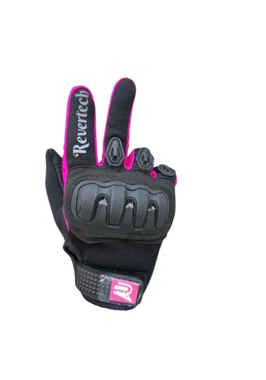 Revertech Aura Pembe - Dokunmatik Ekran Uyumlu Kadın Motosiklet Eldiveni + Buff li