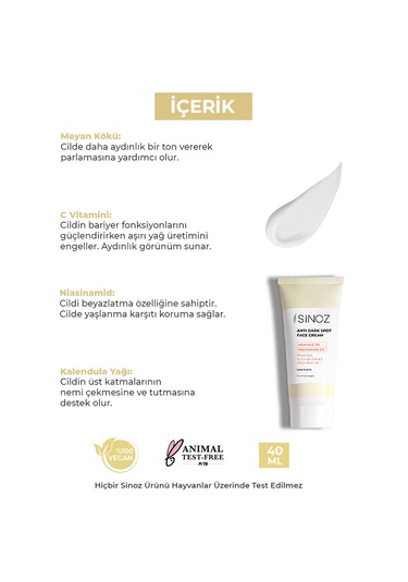 Sinoz %3 C Vitaminli Koyu Ton Eşitleyici Krem 40 ML