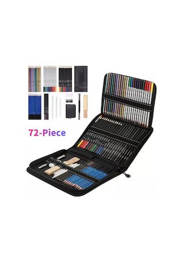 72 Parça Profesyonel Çizim Kalemleri Ve Eskiz Seti, Renkli Kalem, Eskiz Kömür Kalemi, Pastel Kalem, Kalemtraş, Silgi, Depolama Çantası, Sanat Malzemeleri, Çocuklar, Yetişkinler, Sanatçılar İçin Diğer