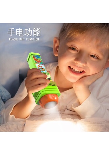 Youtek Çocuklar İçin Eğitici Ve Eğlenceli 160 Desenli Müzikli Projektör Feneri Yeşil-turuncu Yeşil Turuncu