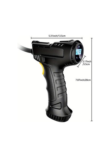 Xuweiwei 120w Siyah Kablosuz Şarj Edilebilir Lastik Şişirici Usb Taşınabilir Hava Kompresörü 150 Psı Dijital Göstergeli Abs 18650 Pil