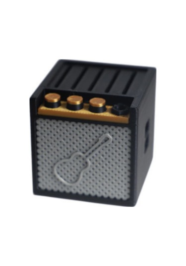 Qingmipy Siyah Pla Simülasyon Hoparlör Gitar Pena Saklama Kutusu Masaüstü Dekoratif Hediyelik Aksesuar 5x5x5 Cm