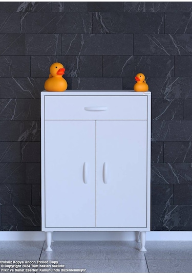 60 X 88 X 32,5 Cm 1 Çekmece 1 Raf 2 Bölmeli Organizatör Düzenleyici Çok Amaçlı Mutfak Dolabı Beyaz