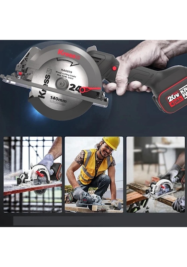 Kress KUE11 20 V 4.0 AH Li-ion Çift Akülü Kömürsüz Daire Testere 140 MM