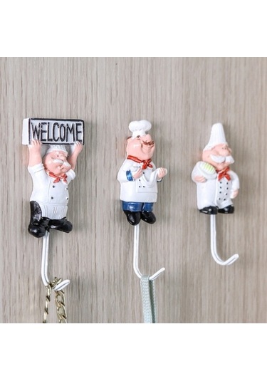 Dancemonkey Şekli Şef Paslanmaz Kancası Duvar Çelik 4'lü Paket Jp Ahşap