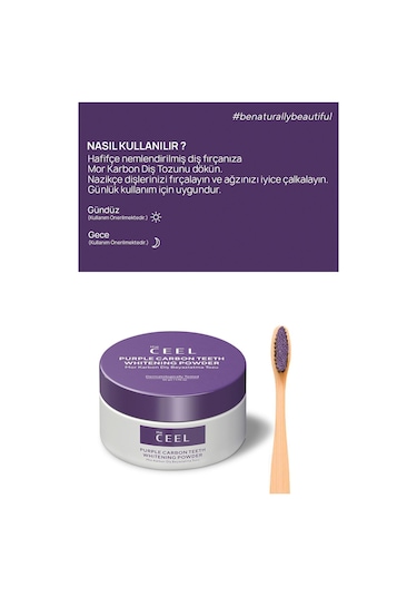 The Ceel Mor Aktif Karbon Diş Beyazlatma Seti (Mor Karbon Diş Macunu 75 Gr + Mor Karbon Diş Tozu 50 Gr)