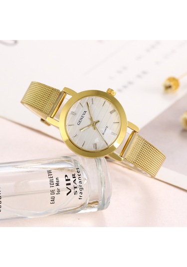 Samdoo Kadınlar İçin Minimalist Altın Renkli Kasa Ve Ağızlı Kayışlı Kol Saati, Doğru Zamanı Gösteren Kuvars Hareketli Stili, Partiler Ve Alışveriş İçin Uygun Diğer