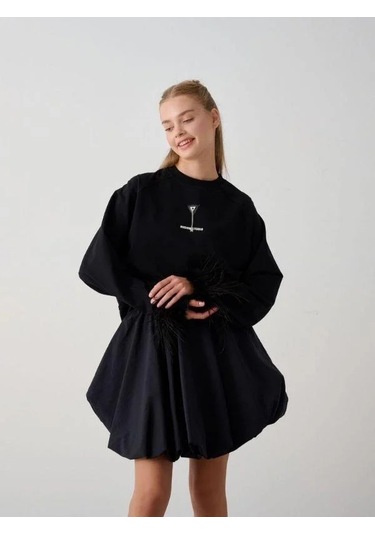 Kız Çocuk Beli Lastikli Balon Etek-14937 Siyah