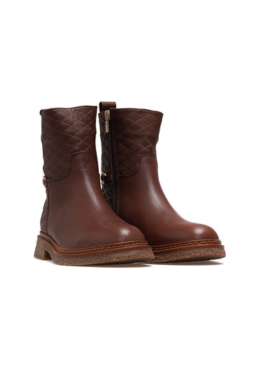 Kadın Hakiki Deri Casual Günlük Bot 25k D25kb-8585 Z Kahve Kahve