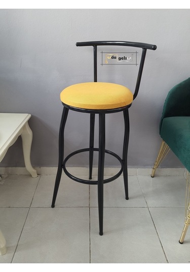 Sırtlı Dekoratif Bar Tabure Kara Inci Karışık